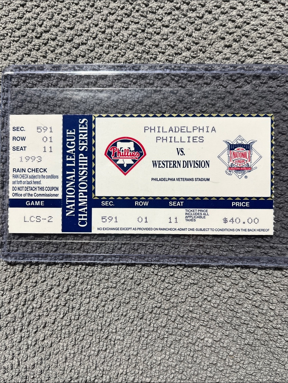 1993 National League Championship Series Ticket stub